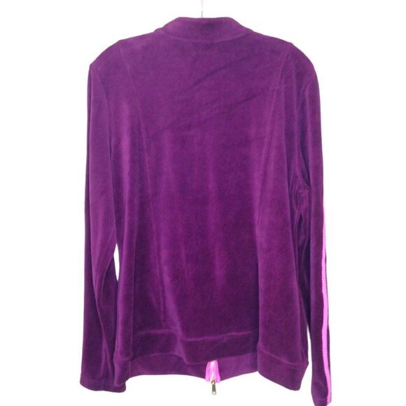 Boston Proper Velour Racer Stripe Wine Warm-Up Jacket Large - Picture 3 of 7